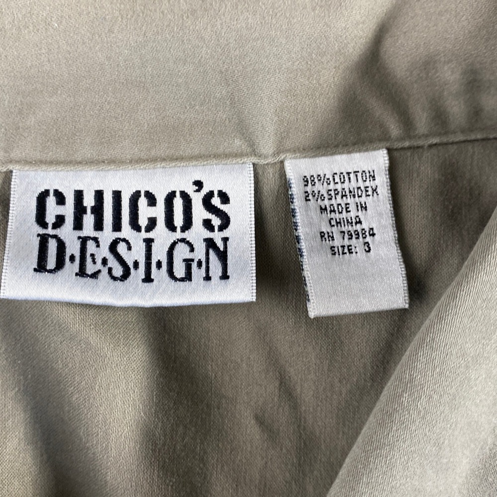 Chicos Design Vest Womens 3 Tan Button Cotton Stretch Utility Safari Layering - Picture 4 of 7